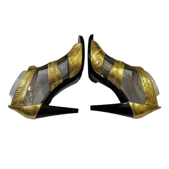 MICHAEL Michael KORS Size 9.5M Berkeley T-Strap Gold Python Snake Leather Design - Picture 6 of 10